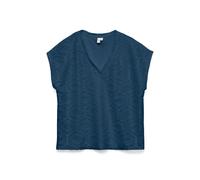 Spitzenshirt VERO MODA "VMIRIS CROCHET V-NECK T-SHIRT JRS BTQ", Damen, Gr. M, schwarz denim, Jersey, Obermaterial: 100% Polyester, unifarben, bequem normal, tiefer V-Ausschnitt, Shirts (64966629-M) sc