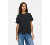 Spitzenshirt VILA "VINORA S/S LACE T-SHIRT - NOOS", Damen, Gr. L, schwarz (schwarz beauty), Jersey, Obermaterial: 96% Baumwolle, 4% Elasthan, unifarben, normal, Rundhals, Shirts, Baumwollmischung, reg