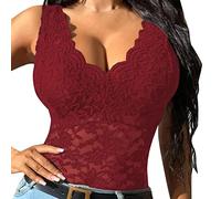 Spitzentop Damen Weiß -Trägertop Damen Sommer -Cami Top Damen Sexy Tank Tops Spitzen Oberteile Slim Fit Ärmelloses T Shirt V Ausschnitte Tunika Bluse Sommertops Luftig Weste Tanktops Frauen