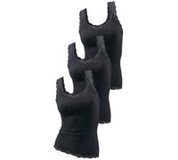Spitzentop H.I.S "aus Feinripp", Damen, Gr. 36/38, schwarz, Feinripp, Obermaterial: 100% Baumwolle, unifarben, tiefer Rundhals, Tops Spitzentop, aus weicher Baumwoll-Qualität (299964-36) schwarz