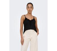 Spitzentop ONLY "ONLBETINA S/L V-NECK LACE TOP CS JRS", Damen, Gr. S, schwarz, Jersey, Obermaterial: 95% Polyester, 5% Elasthan, unifarben, regular fit normal, V-Ausschnitt, Tops Spitzentop, Kunstfase