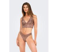 Spitzentop ONLY "ONLCHLOE - Spitzen-Bra mit gepolsterten Cups und Stretch", Damen, Gr. S, braun (cognac), Spitze, Obermaterial: 90% Polyamid, 10% Elasthan, unifarben, regular fit kurz, V-Ausschnitt, T