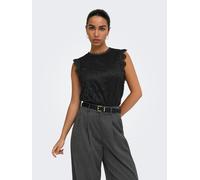 Spitzentop ONLY "ONLSINE S/L LACE TOP CS JRS", Damen, Gr. XS, schwarz, Jersey, Obermaterial: 95% Polyamid, 5% Elasthan, unifarben, regular fit normal, Rundhals, Tops Spitzentop, Materialmix, regular f