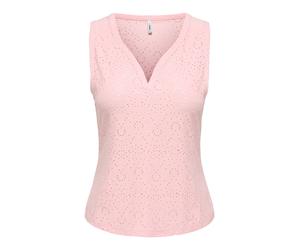Spitzentop ONLY "ONLSMILLA S/L V-NECK TOP JRS", Damen, Gr. M, rosy touch, Jersey, Obermaterial: 95% Polyester, 5% Elasthan, unifarben, regular fit normal, V-Ausschnitt, Tops Spitzentop, Materialmix, r