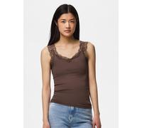 PIECES Slim Fit Tanktop aus Viskose-Mix Modell 'BARBERA' in Dunkelbraun, Größe XL
