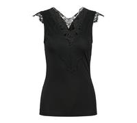 Spitzentop PIECES "PCILU SL TOP NOOS", Damen, Gr. XL, schwarz, Jersey, Obermaterial: 85% Polyamid, 15% Elasthan, unifarben, slim fit normal, V-Ausschnitt, Tops Spitzentop (31546223-XL) schwarz