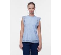 PIECES Damen Pcolline Sl Lace Noos Bc Spitzentop, Kentucky Blue, M EU