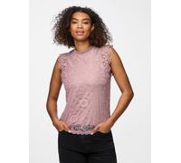 Spitzentop PIECES "PCOLLINE", Damen, Gr. S, rosa (woodrose), Spitze, Obermaterial: 90% Nylon, 10% Elasthan, unifarben, figurumspielend normal, Rundhals, Spitze, Tops Spitzentop, Topseller (84194209-S)