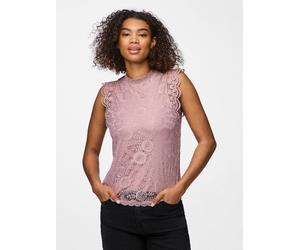 Spitzentop PIECES "PCOLLINE", Damen, Gr. XXL, rosa (woodrose), Spitze, Obermaterial: 90% Nylon, 10% Elasthan, unifarben, figurumspielend normal, Rundhals, Spitze, Tops Spitzentop (84194209-XXL) woodro