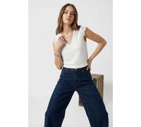 Pieces Top COLLINE - Regular Fit mit Spitzenbesatz, V-Ausschnitt, Offwhite, XS