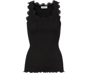Spitzentop ROSEMUNDE "Babette Silk Top", Damen, Gr. S, schwarz, Feinstrick, Obermaterial: 70% Seide, 30% Baumwolle, unifarben, körpernah hüftbedeckend, Rundhals, Tops Spitzentop, Vintage-Spitzenbesatz