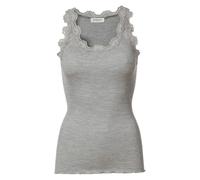 Spitzentop ROSEMUNDE "Babette Silk Top mit Seide", Damen, Gr. M, light grau melange, Feinstrick, Obermaterial: 70% Seide, 30% Baumwolle, körpernah hüftbedeckend, Rundhals, Tops Spitzentop, Vintage-Spi