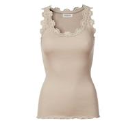 Spitzentop ROSEMUNDE "Babette Silk Top mit Seide", Damen, Gr. XXL, cacao, Feinstrick, Obermaterial: 70% Seide, 30% Baumwolle, körpernah hüftbedeckend, Rundhals, Tops Spitzentop, Vintage-Spitzenbesatz,