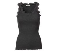 Spitzentop ROSEMUNDE "Babette Silk Top mit Seide", Damen, Gr. XXL, dunkelgrau melange, Feinstrick, Obermaterial: 70% Seide, 30% Baumwolle, körpernah hüftbedeckend, Rundhals, Tops Spitzentop, Vintage-S