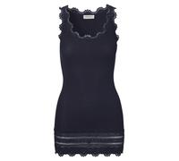 Spitzentop ROSEMUNDE "Benita Silk Top Camisole mit Seide", Damen, Gr. M, navy, Rippstrick, Obermaterial: 70% Seide, 30% Baumwolle, schmal lang, Rundhals, Tops Spitzentop, Vintage-Spitze am Ausschnitt,