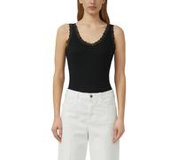 Spitzentop S.OLIVER, Damen, Gr. 36, schwarz, Rippware, Obermaterial: 95% Baumwolle, 5% Elasthan, unifarben, figurbetont normal, V-Ausschnitt, Tops Spitzentop, Sommertop in gerippte Qualität, mit Spitz