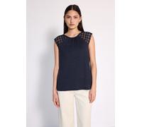 Street One Studio Damen F323598 Leinen-Look Top mit Spitze, Dark Void Blue, 46
