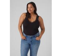 Spitzentop VERO MODA CURVE "VMCROSA SL TOP JRS NOOS CUR", Damen, Gr. XL, schwarz, Jersey, Obermaterial: 95% Viskose, 5% Elasthan, unifarben, figurbetont normal, Rundhals, Tops Spitzentop (97941260-XL)