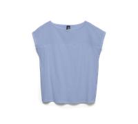 Spitzentop VERO MODA "VMJANNI CS BOAT NECK TOP JRS GA", Damen, Gr. M, brunnera blau, Jersey, Obermaterial: 100% Baumwolle, unifarben, normal, U-Boot-Ausschnitt, Tops Spitzentop, Baumwolle (56401634-M)