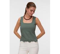 Spitzentop VERO MODA "VMLOUISE SL SQUARE NECK TOP JRS", Damen, Gr. S, laurel wreath, Jersey, Obermaterial: 100% Baumwolle, unifarben, regular fit normal, eckiger Ausschnitt, Tops Spitzentop, Baumwolle