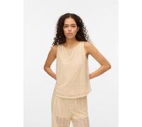 Spitzentop VERO MODA "VMMAYA TANK TOP JRS VO", Damen, Gr. S, beige (birch), Jersey, Obermaterial: 95% Polyester, 5% Elasthan, unifarben, regular fit normal, Rundhals, Tops Spitzentop, Materialmix, reg