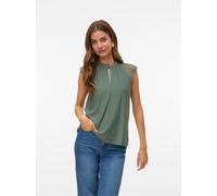 Spitzentop VERO MODA "VMMILLA SL LACE TEE", Damen, Gr. S, grün (laurel wreath), Jersey, Obermaterial: 95% Polyester, 5% Elasthan, unifarben, normal, Rundhals, Tops Spitzentop, Materialmix, regular fit