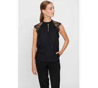 Spitzentop VERO MODA "VMMILLA SL LACE TEE", Damen, Gr. S, schwarz, Jersey, Obermaterial: 95% Polyester, 5% Elasthan, unifarben, normal, Rundhals, Tops Spitzentop (49068057-S) schwarz