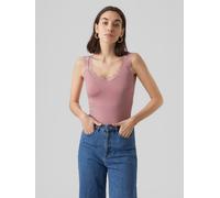 Spitzentop VERO MODA "VMROSA SL TOP JRS NOOS", Damen, Gr. M (38), nostalgia rose, Jersey, Obermaterial: 95% Viskose, 5% Elasthan, unifarben, figurbetont normal, V-Ausschnitt, Tops Spitzentop, Viskosem