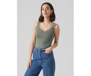 Spitzentop VERO MODA "VMROSA SL TOP JRS NOOS", Damen, Gr. M, grün (laurel wreath), Jersey, Obermaterial: 95% Viskose, 5% Elasthan, unifarben, figurbetont normal, V-Ausschnitt, Tops Spitzentop, Viskose