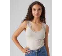 Spitzentop VERO MODA "VMROSA SL TOP JRS NOOS", Damen, Gr. XL, pumice stone, Jersey, Obermaterial: 95% Viskose, 5% Elasthan, unifarben, figurbetont normal, V-Ausschnitt, Tops Spitzentop, Viskosemischun