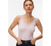 Spitzentop VERO MODA "VMROSA SL TOP JRS NOOS", Damen, Gr. XS, roseate spoonbill, Jersey, Obermaterial: 95% Viskose, 5% Elasthan, unifarben, figurbetont normal, V-Ausschnitt, Tops Spitzentop, Viskosemi