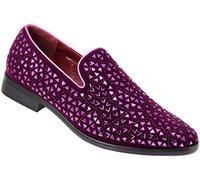 SPK27 Herren Strass Funkelnde Wildleder Kleid Schuhe Loafer Klassische Designer Mokassins, Violett (violett), 44 EU