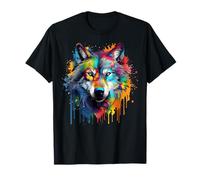 Splash Art Tierliebhaber, bunter Wolf T-Shirt