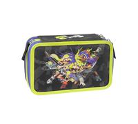 SPLATOON - Federmäppchen mit 3 Fächern für Mädchen und Jungen, mit integriertem Schreibwaren und Stiftfächern + Frixion radierbarer Stift, großes Federmäppchen für die Schule, Organizer, 20 x 13 x H 7