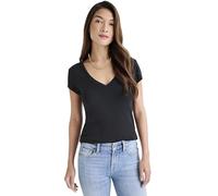 Splendid Damen Faye 1x1 V Neck Tee, Schwarz, Mittel