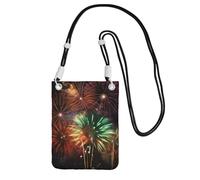 Splendid Fireworks Crossbody-Tasche für Damen und Herren, wasserdicht, Mini-Handygeldbörse, Geldbörse, kleine Crossbody-Tasche mit verstellbarem Riemen, Reise-Handytasche, Gürteltasche, Schwarz
