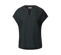 STREET ONE Damen A345728 Split Neck Bluse in Unifarbe, Pine Grove Green, 40