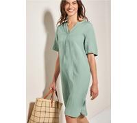 Cecil Damenkleid Split-Neck Linen – Leinenmix 55%/45% Viskose – Ice Sage Green S