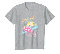 Spongebob Jellyfish Riding 90s Retro T-Shirt, Kinder, Grau Meliert, 104