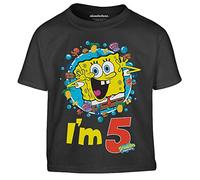 SpongeBob Jungen Tshirt I'm 5 Squarepants Ich Bin fünf Kinder T-Shirt Junge 116 Schwarz