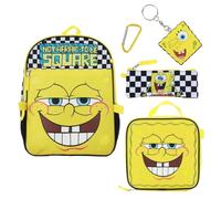 Spongebob Schwammkopf 5-teiliges Set aus Rucksack und Lunchbox, Spongebob Gelb, OSFA, Art Deco