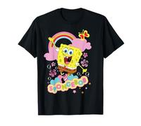 Spongebob Schwammkopf Blumen und Regenbogen T-Shirt