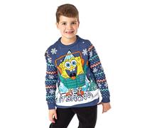 Spongebob Schwammkopf Let It Snow Kinder Strickpullover | Festlicher Feiertagspullover Stilvolle Kinderbekleidung | Verschenken Sie Weihnachten | Strickwaren mit Cartoon-Motiven