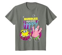 Spongebob Schwammkopf Patrick Bubble Classic Happy Friends T-Shirt, Kinder, Heidekraut/Armeegrün, 98