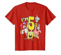 Spongebob Squarepants 5th Birthday Today I'm 5 T-Shirt, Kinder, Rot, 116