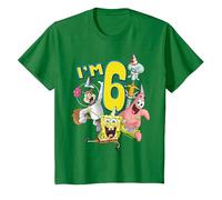 Spongebob Squarepants 6th Birthday Today I'm 6 T-Shirt, Kinder, Dunkelgrün, 128