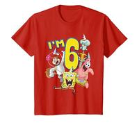 Spongebob Squarepants 6th Birthday Today I'm 6 T-Shirt, Kinder, Rot, 140