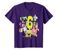 Spongebob Squarepants 6th Birthday Today I'm 6 T-Shirt, Kinder, Violett, 128
