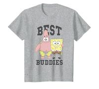 Spongebob Squarepants and Patrick, Best Buddies T-Shirt, Kinder, Grau Meliert, 140