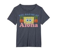 Spongebob Squarepants Had Me at Aloha T-Shirt, Damen Große Größen, Blau Meliert, 1X